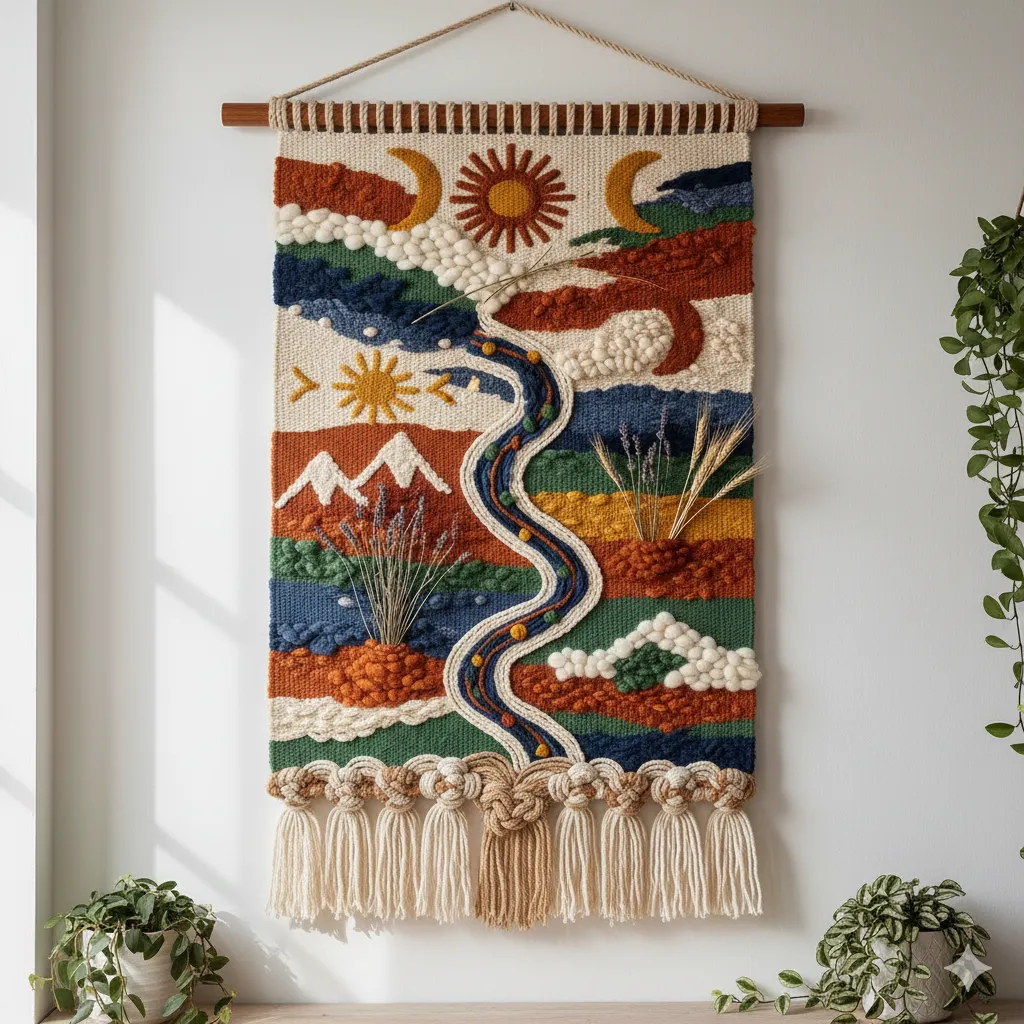 Handwoven textile wall hanging