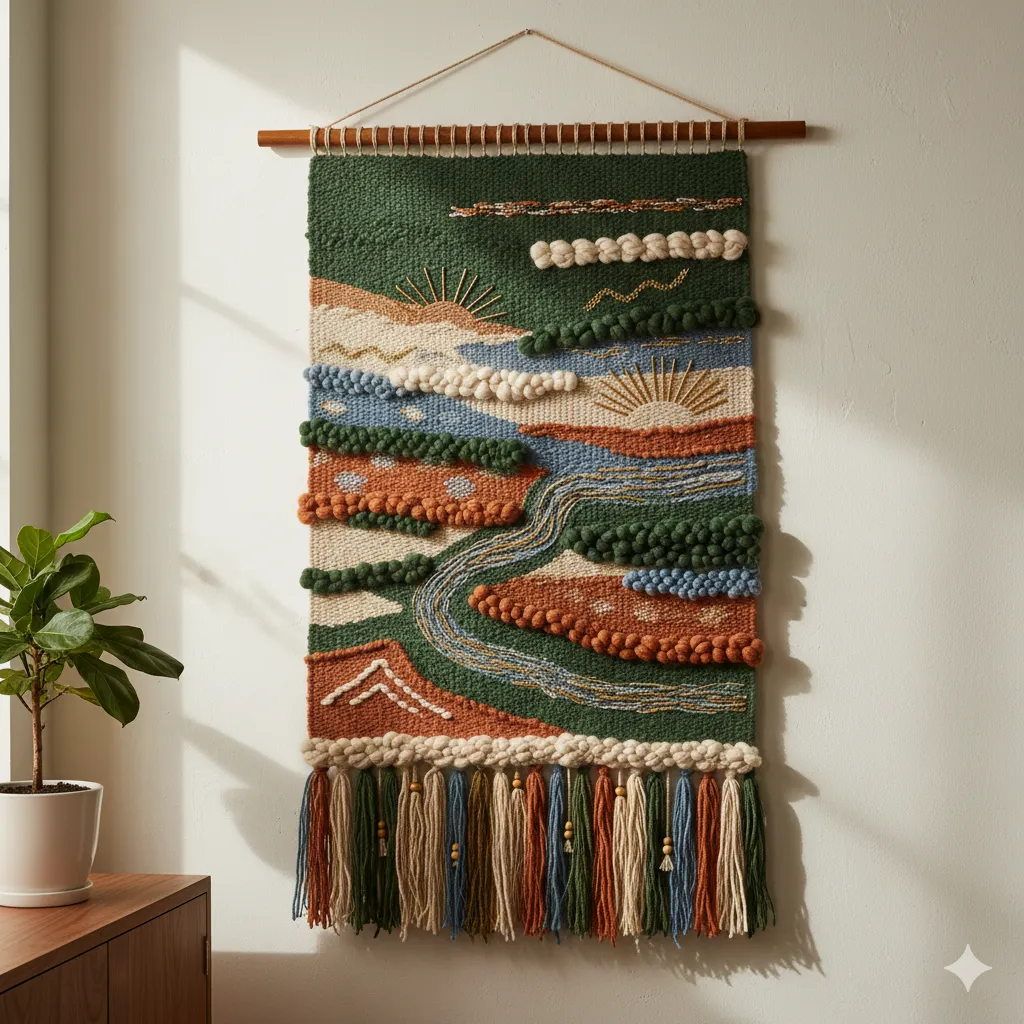 Handwoven textile wall hanging