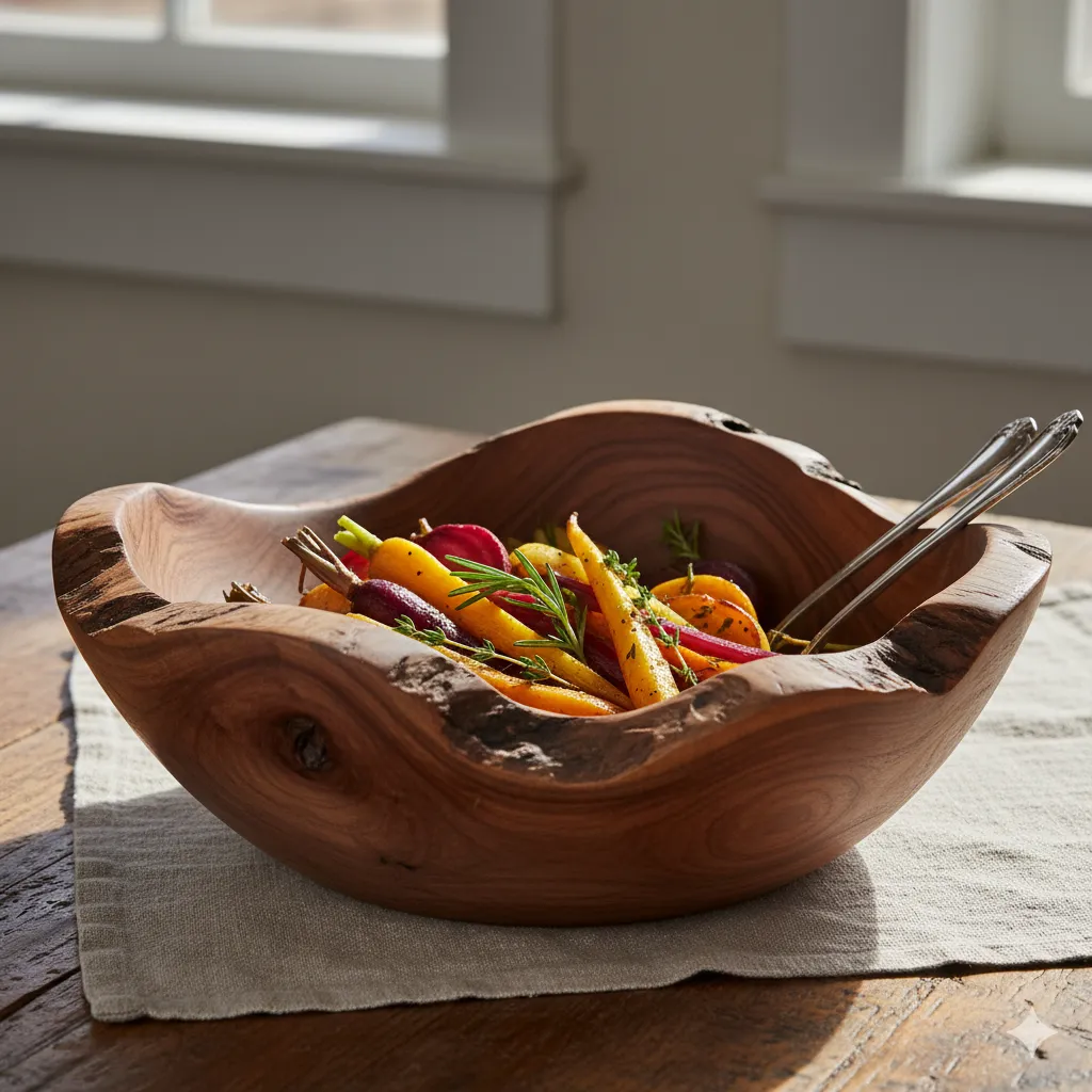 Handcrafted wooden serving bowl